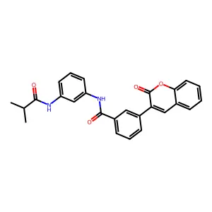 N-[3-(2-methylpropanoylamino)phenyl]-3-(2-oxochromen-3-yl)benzamide structure