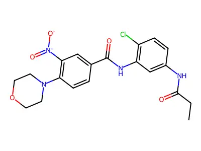 N-[2-chloro-5-(propanoylamino)phenyl]-4-morpholin-4-yl-3-nitrobenzamide structure