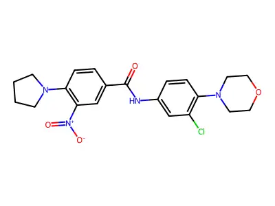 N-(3-chloro-4-morpholin-4-ylphenyl)-3-nitro-4-pyrrolidin-1-ylbenzamide structure