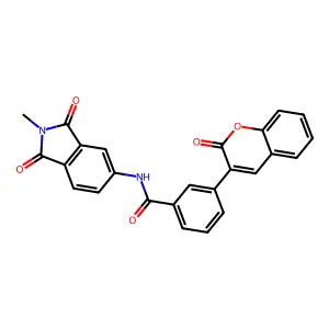 N-(2-methyl-1,3-dioxoisoindol-5-yl)-3-(2-oxochromen-3-yl)benzamide structure