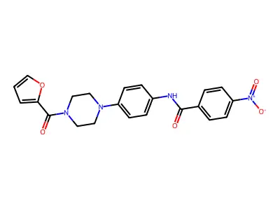 N-[4-[4-(furan-2-carbonyl)piperazin-1-yl]phenyl]-4-nitrobenzamide structure