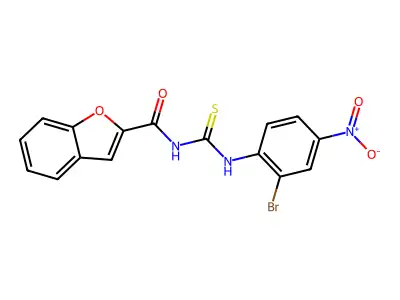 N-[(2-bromo-4-nitrophenyl)carbamothioyl]-1-benzofuran-2-carboxamide structure