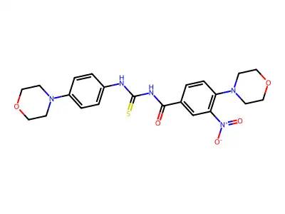 4-morpholin-4-yl-N-[(4-morpholin-4-ylphenyl)carbamothioyl]-3-nitrobenzamide structure