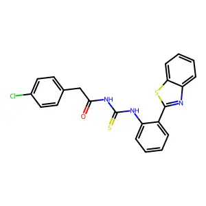 N-[[2-(1,3-benzothiazol-2-yl)phenyl]carbamothioyl]-2-(4-chlorophenyl)acetamide structure