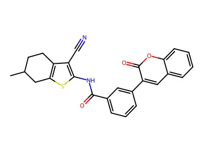 N-(3-cyano-6-methyl-4,5,6,7-tetrahydro-1-benzothiophen-2-yl)-3-(2-oxochromen-3-yl)benzamide structure