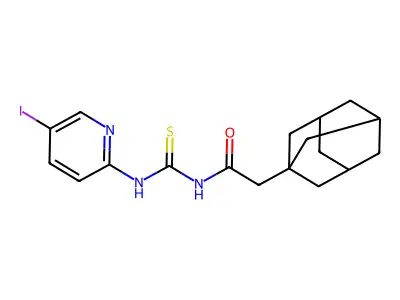 2-(1-adamantyl)-N-[(5-iodopyridin-2-yl)carbamothioyl]acetamide structure