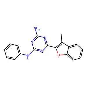 6-(3-methyl-1-benzofuran-2-yl)-2-N-phenyl-1,3,5-triazine-2,4-diamine structure