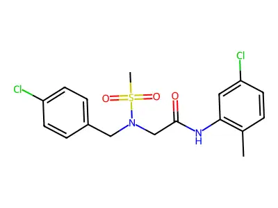 N-(5-chloro-2-methylphenyl)-2-(N-(4-chlorobenzyl)methylsulfonamido)acetamide structure