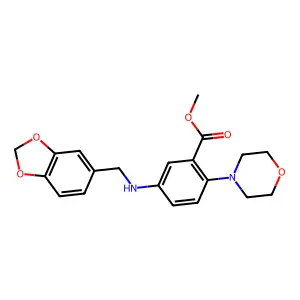 5-(1,3-Benzodioxol-5-ylmethylamino)-2-(4-morpholinyl)benzoic acid methyl ester structure