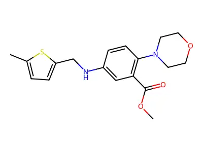 Methyl 5-{[(5-methylthiophen-2-yl)methyl]amino}-2-(morpholin-4-yl)benzoate structure