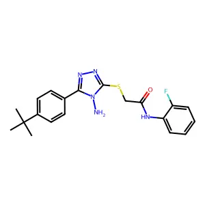 2-{4-amino-5-[4-(tert-butyl)phenyl](1,2,4-triazol-3-ylthio)}-N-(2-fluorophenyl)acetamide structure