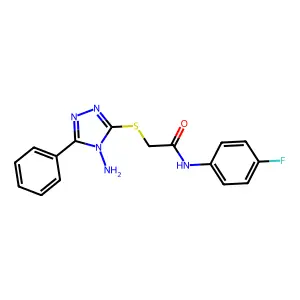 2-((4-amino-5-phenyl-4H-1,2,4-triazol-3-yl)thio)-N-(4-fluorophenyl)acetamide structure