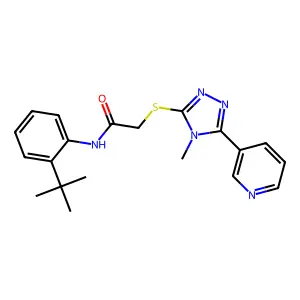 N-(2-tert-butylphenyl)-2-{[4-methyl-5-(pyridin-3-yl)-4H-1,2,4-triazol-3-yl]sulfanyl}acetamide structure