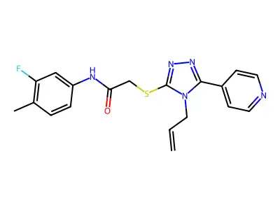 N-(3-fluoro-4-methylphenyl)-2-{[4-(prop-2-en-1-yl)-5-(pyridin-4-yl)-4H-1,2,4-triazol-3-yl]sulfanyl}acetamide structure