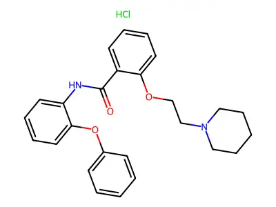 Benzamide, N-(2-phenoxyphenyl)-2-(2-(1-piperidinyl)ethoxy)-, monohydrochloride structure