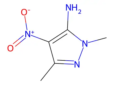 1,3-dimethyl-4-nitro-1H-pyrazol-5-amine structure