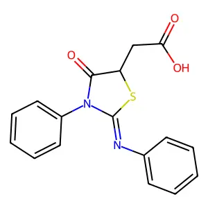 (4-Oxo-3-phenyl-2-phenylimino-thiazolidin-5-yl)-acetic acid structure