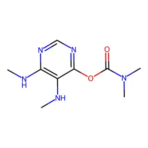 5,6-Bis(methylamino)pyrimidin-4-yl dimethylcarbamate structure