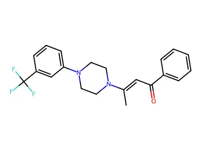1-Phenyl-3-[4-[3-(trifluoromethyl)phenyl]piperazin-1-yl]but-2-en-1-one structure