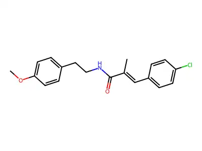 3-(4-chlorophenyl)-N-[2-(4-methoxyphenyl)ethyl]-2-methylprop-2-enamide structure