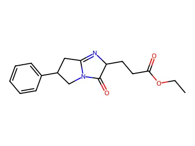 Ethyl 2,5,6,7-tetrahydro-3-oxo-6-phenyl-3H-pyrrolo(1,2-a)imidazole-2-propanoate structure