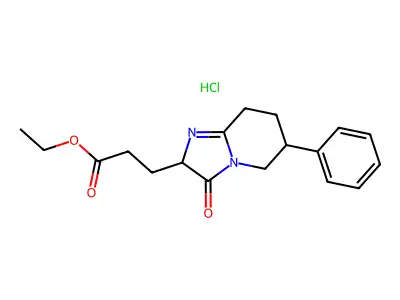 Ethyl 3-oxo-6-phenyl-2,3,5,6,7,8-hexahydroimidazo(1,2-a)pyridine-2-propionate HCl structure