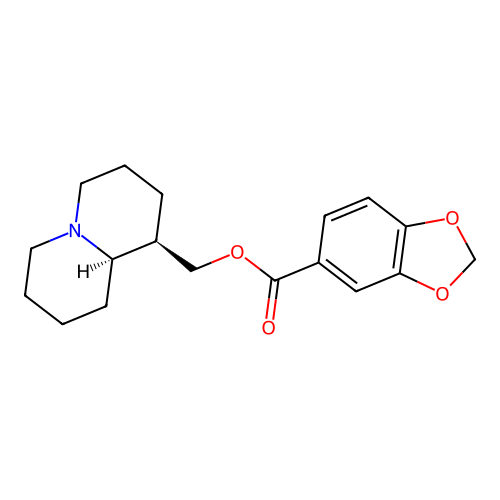 ((1R,9aR)-octahydro-1H-quinolizin-1-yl)methyl benzo[d][1,3]dioxole-5-carboxylate structure