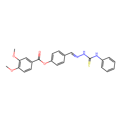4-{(E)-[2-(anilinocarbothioyl)hydrazono]methyl}phenyl 3,4-dimethoxybenzoate structure