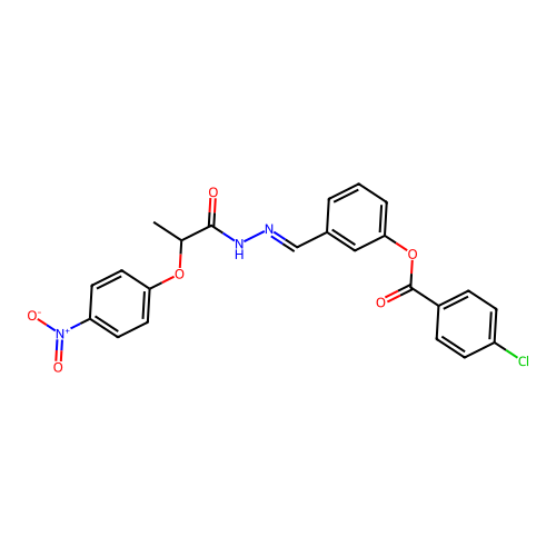 3-(2-(2-(4-Nitrophenoxy)propanoyl)carbohydrazonoyl)phenyl 4-chlorobenzoate structure