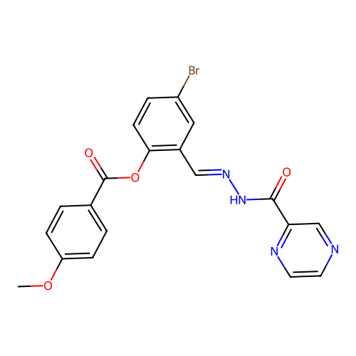 4-Bromo-2-(2-(2-pyrazinylcarbonyl)carbohydrazonoyl)phenyl 4-methoxybenzoate structure