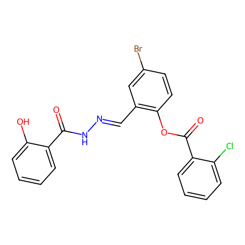 4-Bromo-2-(2-(2-hydroxybenzoyl)carbohydrazonoyl)phenyl 2-chlorobenzoate structure