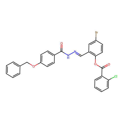 2-(2-(4-(Benzyloxy)benzoyl)carbohydrazonoyl)-4-bromophenyl 2-chlorobenzoate structure
