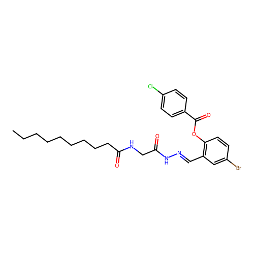 4-Bromo-2-(2-((decanoylamino)acetyl)carbohydrazonoyl)phenyl 4-chlorobenzoate structure