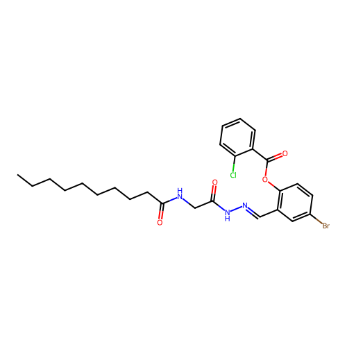 4-Bromo-2-(2-((decanoylamino)acetyl)carbohydrazonoyl)phenyl 2-chlorobenzoate structure