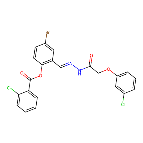4-Bromo-2-(2-((3-chlorophenoxy)acetyl)carbohydrazonoyl)phenyl 2-chlorobenzoate structure