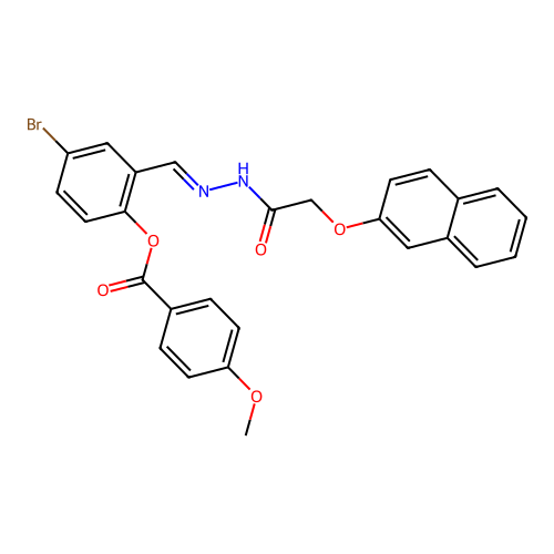 4-Bromo-2-(2-((2-naphthyloxy)acetyl)carbohydrazonoyl)phenyl 4-methoxybenzoate structure