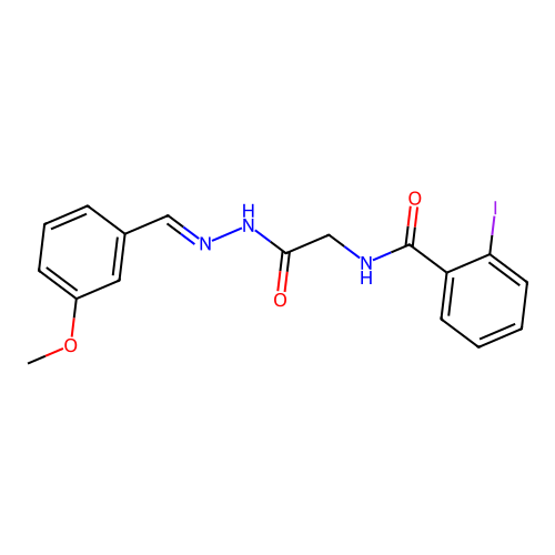 2-Iodo-N-(2-(2-(3-methoxybenzylidene)hydrazino)-2-oxoethyl)benzamide structure