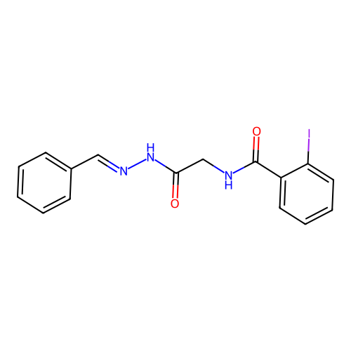 N-[2-(2-benzylidenehydrazinyl)-2-oxoethyl]-2-iodobenzamide structure