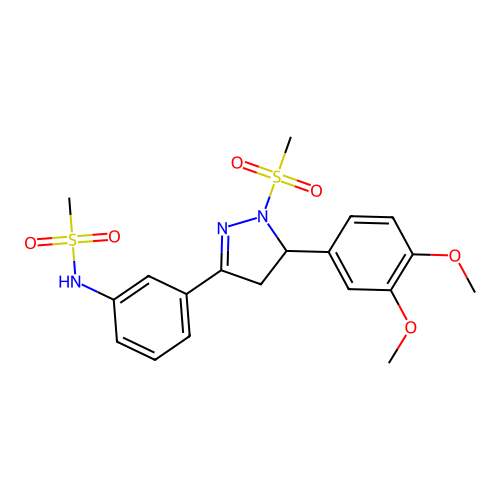 N-(3-(5-(3,4-dimethoxyphenyl)-1-(methylsulfonyl)-4,5-dihydro-1H-pyrazol-3-yl)phenyl)methanesulfonamide structure