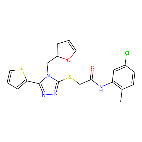 N-(5-chloro-2-methylphenyl)-2-{[4-(furan-2-ylmethyl)-5-(thiophen-2-yl)-4H-1,2,4-triazol-3-yl]sulfanyl}acetamide structure