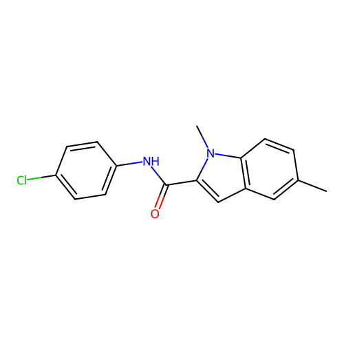 N-(4-chlorophenyl)-1,5-dimethyl-1H-indole-2-carboxamide structure