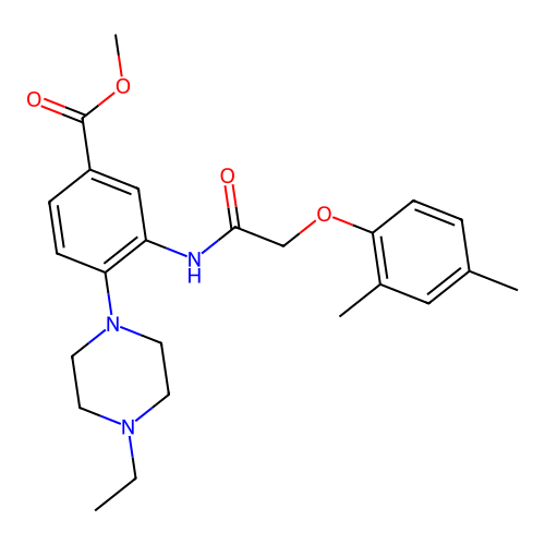 Methyl 3-{[(2,4-dimethylphenoxy)acetyl]amino}-4-(4-ethylpiperazin-1-yl)benzoate structure