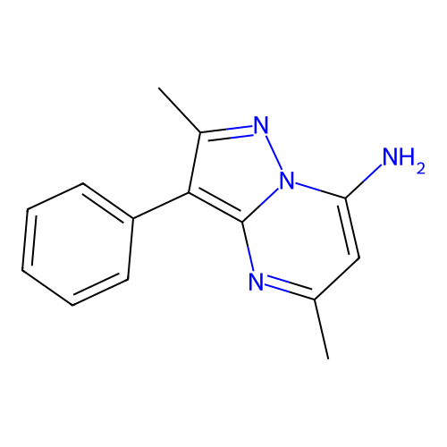 2,5-Dimethyl-3-phenyl-7-pyrazolo[1,5-a]pyrimidinamine structure