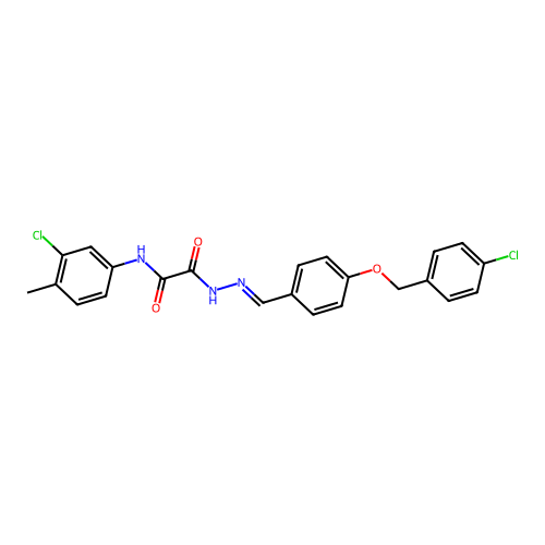 2-(2-(4-((4-CL-Benzyl)oxy)benzylidene)hydrazino)-N-(3-CL-4-ME-PH)-2-oxoacetamide structure