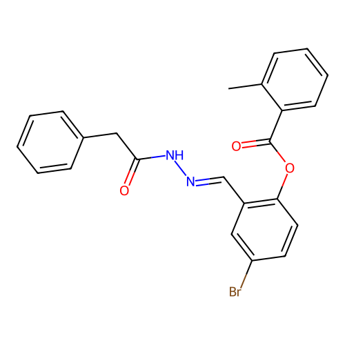 4-Bromo-2-(2-(phenylacetyl)carbohydrazonoyl)phenyl 2-methylbenzoate structure