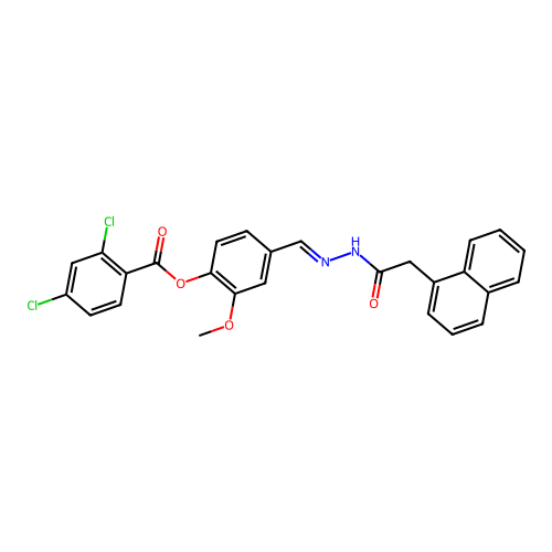 2-Methoxy-4-(2-(1-naphthylacetyl)carbohydrazonoyl)phenyl 2,4-dichlorobenzoate structure