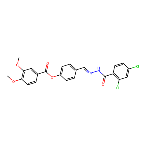 4-(2-(2,4-Dichlorobenzoyl)carbohydrazonoyl)phenyl 3,4-dimethoxybenzoate structure