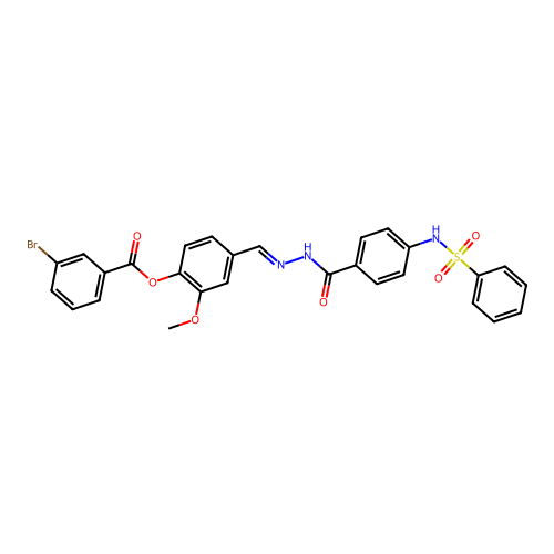 2-Meo-4-(2-(4-((phenylsulfonyl)amino)benzoyl)carbohydrazonoyl)PH 3-bromobenzoate structure