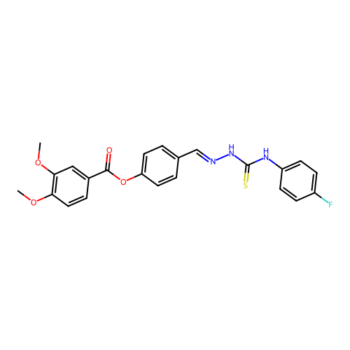 4-(2-((4-Fluoroanilino)carbothioyl)carbohydrazonoyl)phenyl 3,4-dimethoxybenzoate structure