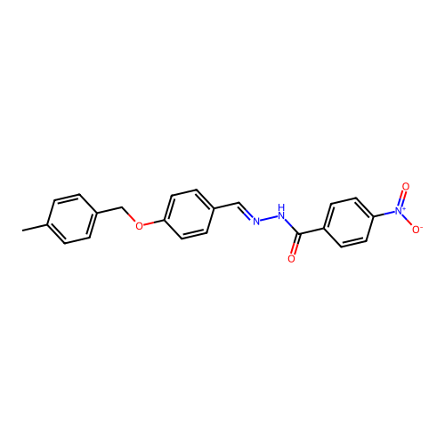 N-[[4-[(4-methylphenyl)methoxy]phenyl]methylideneamino]-4-nitrobenzamide structure